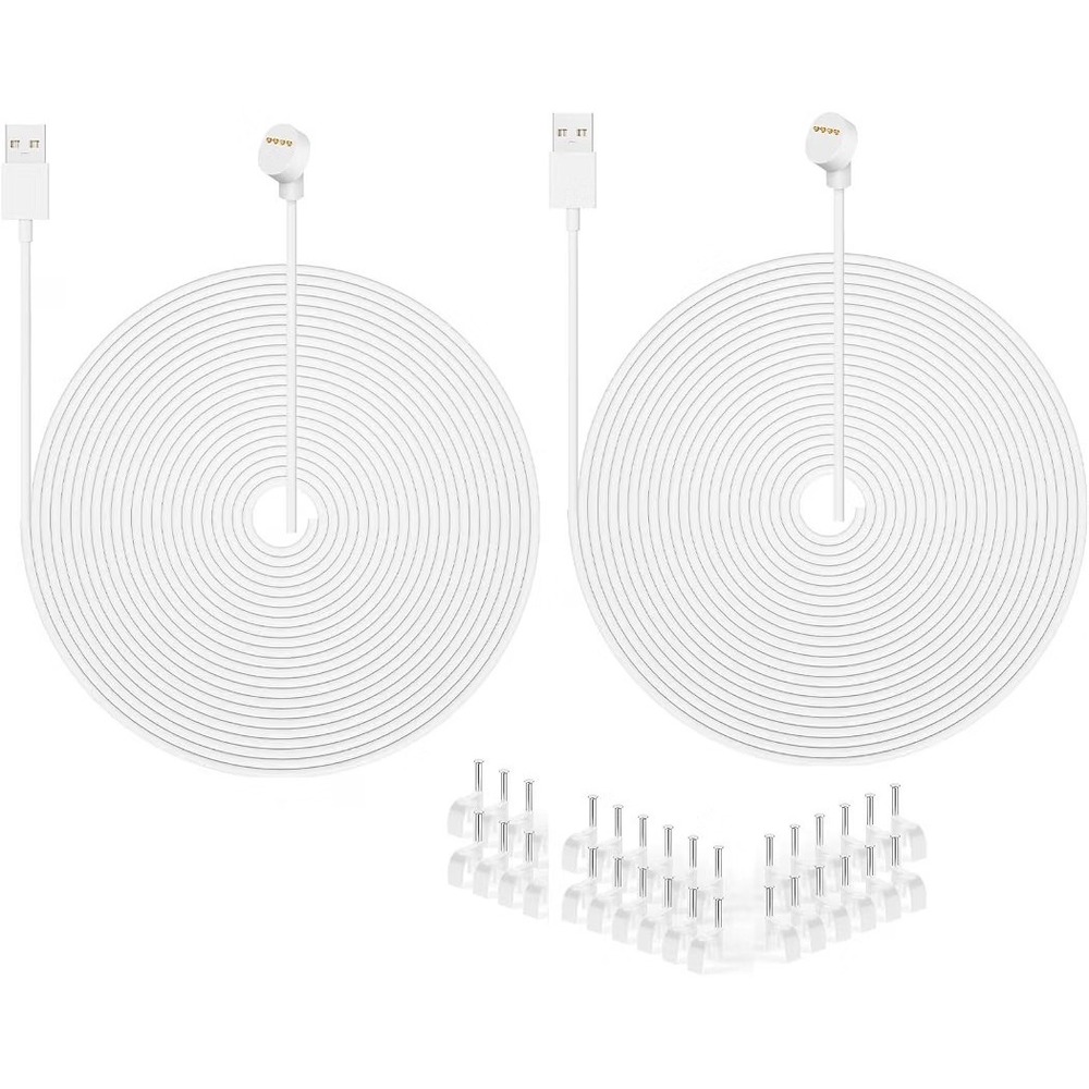 2 Pack 17Ft Power Cord for Google Nest Cam Battery Replacement White New